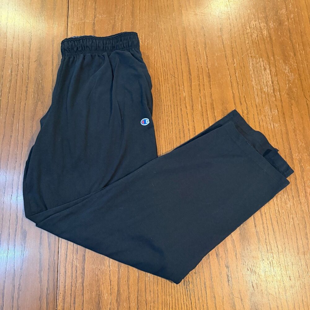 Retro Streetwear Athleisure Champion Black Logo Cotton Joggers Lounge Pants 2XL